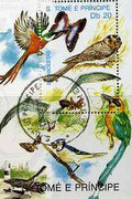 St Thomas & Prince Islands 1989 Butterflies m/sheet #1 (Butterflies with Birds) very fine cto used