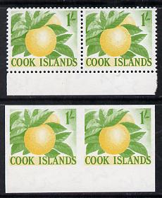 Cook Islands 1963 def 1s Oranges in unmounted mint imperf pair plus normal pair (as SG 169)