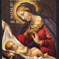 St Thomas & Prince Islands 1987 Christmas 50Db m/sheet (Madonna & Child) very fine cto used Mi BL 175