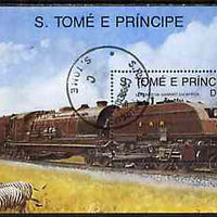 St Thomas & Prince Islands 1989 Locomotives 50Db m/sheet (Garratt) very fine cto used Mi BL 208
