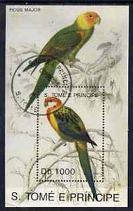 St Thomas & Prince Islands 1992 Parrots 1000Db m/sheet very fine cto used