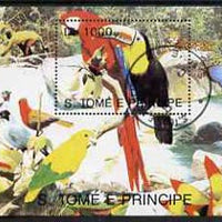 St Thomas & Prince Islands 1993 Fauna 1000Db m/sheet (Parrots etc) very fine cto used