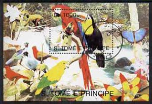 St Thomas & Prince Islands 1993 Fauna 1000Db m/sheet (Parrots etc) very fine cto used