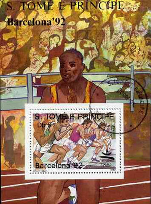 St Thomas & Prince Islands 1989 Barcelona '92 5Db m/sheet (Running) very fine cto used Mi BL 197