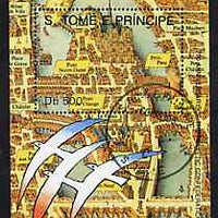 St Thomas & Prince Islands 1991 French Exposition 500Db m/sheet (Early Map) very fine cto used, Mi BL 265