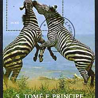 St Thomas & Prince Islands 1992 Nature Protection Congress 800Db m/sheet (Zebras) very fine cto used