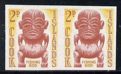 Cook Islands 1963 def 2d Fishing God in unmounted mint imperf pair (as SG 168)