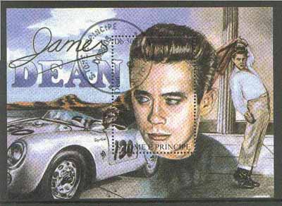 St Thomas & Prince Islands 1988? James Dean 50Db m/sheet (Dean with Racing Car) very fine cto used