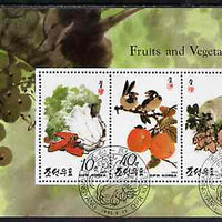 North Korea 1993 Fruit & Vegetables m/sheet #1 (10w, 40w & 60w values) very fine cto used