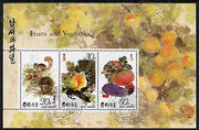 North Korea 1993 Fruit & Vegetables m/sheet #2 (20w, 30w & 50w values) very fine cto used