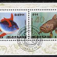 North Korea 1993 Fish sheetlet containing 30ch & 40ch values very fine cto used