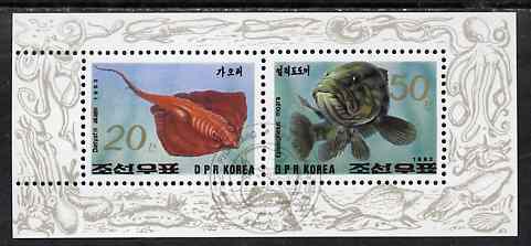 North Korea 1993 Fish sheetlet containing 20ch & 50ch values very fine cto used