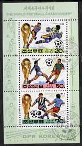 North Korea 1993 Football World Cup sheetlet #2 containing 20ch, 50ch & 70ch values, fine cto used