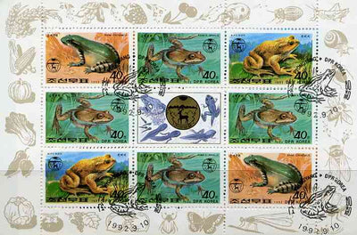 North Korea 1992 Frogs & Toads sheetlet containing 8 x 40ch values plus label very fine cto used, see after SG N3199