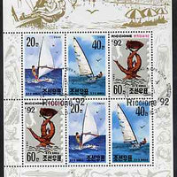 North Korea 1992 Riccione 92 Stamp Fair (Yachts) sheetlet #1 containing 2 each of 20ch, 40ch & 60ch values very fine cto used, see after SG N3180