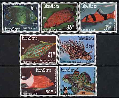 Laos 1987 Fishes complete set of 7 fine cto used, SG 1024-30*