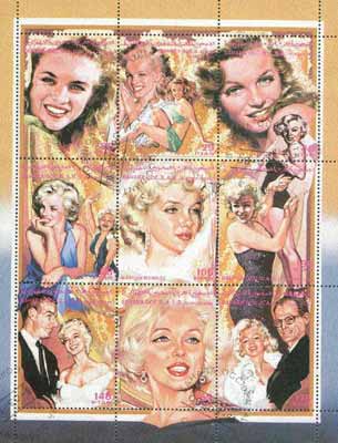 Sahara Republic 1996 Marilyn Monroe sheetlet containing set of 9 values very fine cto used