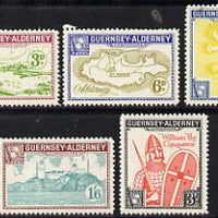 Guernsey - Alderney 1962 defs set of 5 (Lighthouse & Harbour, Map, Arms & William the Conqueror) unmounted mint