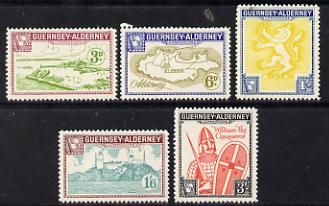 Guernsey - Alderney 1962 defs set of 5 (Lighthouse & Harbour, Map, Arms & William the Conqueror) unmounted mint