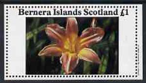 Bernera 1982 Flowers #11 (Lily) imperf,souvenir sheet (£1 value) unmounted mint