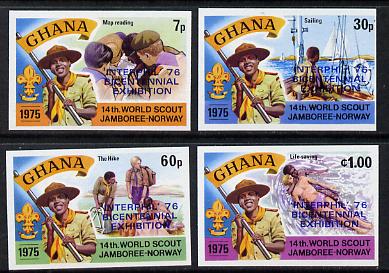 Ghana 1976 Interphil (Stamp Exhibition) opt on Scouts imperf set of 4 unmounted mint (as SG 768-71)*