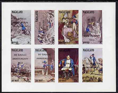 Nagaland 1972 Napoleon imperf set of 8 values complete opt'd De Gaulle Anniversary unmounted mint
