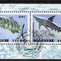 North Korea 1993 Fish sheetlet containing 10ch & 1w20 values very fine cto used