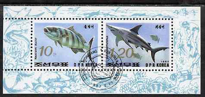 North Korea 1993 Fish sheetlet containing 10ch & 1w20 values very fine cto used