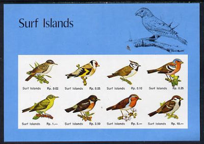 Surf Island British Birds imperf sheetlet containing complete set of 8 (blue border) unmounted mint