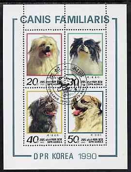 North Korea 1991 Dogs sheetlet containing set of 4 values fine cto used, SG N2932a