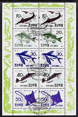 North Korea 1990 Fishes sheetlet containing 10 values (2 sets) fine cto used, SG N3008-12