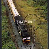 St Thomas & Prince Islands 1989 Locomotives 50Db m/sheet (Trans Gabon) very fine cto used Mi BL 209