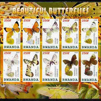 Rwanda 2010 Beautiful Butterflies imperf sheetlet containing 10 values unmounted mint