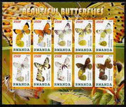 Rwanda 2010 Beautiful Butterflies imperf sheetlet containing 10 values unmounted mint