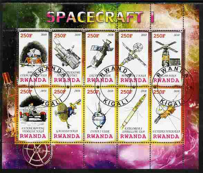 Rwanda 2010 Spacecraft #01 perf sheetlet containing 10 values fine cto used