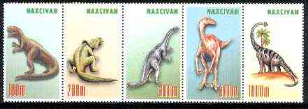 Naxcivan Republic 1997 Prehistoric Animals unmounted mint perf strip of 5 values complete