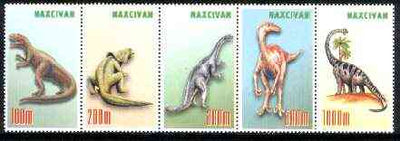 Naxcivan Republic 1997 Prehistoric Animals unmounted mint perf strip of 5 values complete