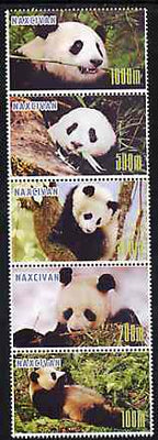 Naxcivan Republic 1997 Pandas unmounted mint perf strip of 5 values complete