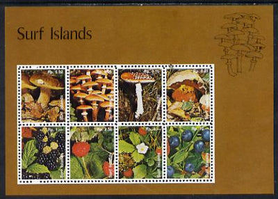 Surf Island Fungi & Berries perf sheetlet containing complete set of 8 (brown border) unmounted mint