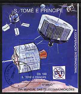 St Thomas & Prince Islands 1989 Communications 50Db m/sheet (Early Bird) very fine cto used Mi BL 221