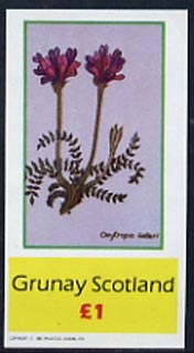 Grunay 1982 Flowers #02 imperf souvenir sheet (£1 value Oxytropis halleri) unmounted mint