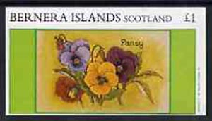 Bernera 1982 Flowers #13 (Pansy) imperf,souvenir sheet (£1 value) unmounted mint