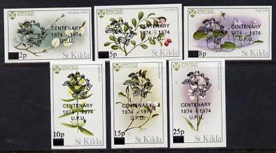 St Kilda 1974 Flowers imperf set of 6 with UPU overprints, unmounted mint