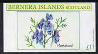 Bernera 1982 Plants #2 (Monkshead) imperf souvenir sheet (£1 value) unmounted mint
