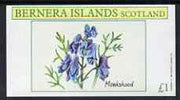 Bernera 1982 Plants #2 (Monkshead) imperf souvenir sheet (£1 value) unmounted mint