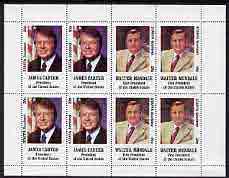 Staffa 1977 Carter/Mondale Inauguration perf sheetlet containing 8 x 20p values (2 diff x 4 of each) unmounted mint