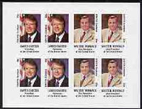 Staffa 1977 Carter/Mondale Inauguration imperf sheetlet containing 8 x 20p values (2 diff x 4 of each) unmounted mint