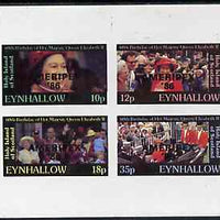 Eynhallow 1986 Queen's 60th Birthday imperf sheetlet containing set of 4 values (10p, 12p, 18p & 35p) opt'd AMERIPEX '86 in black unmounted mint