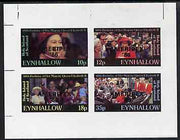 Eynhallow 1986 Queen's 60th Birthday imperf sheetlet containing set of 4 values (10p, 12p, 18p & 35p) opt'd AMERIPEX '86 in black unmounted mint