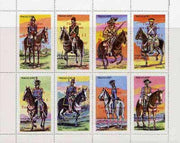 Nagaland 1976 USA Bicentenary (Military Uniforms - On Horseback) complete perf,set of 8 values opt'd First Man on the Moon in red unmounted mint